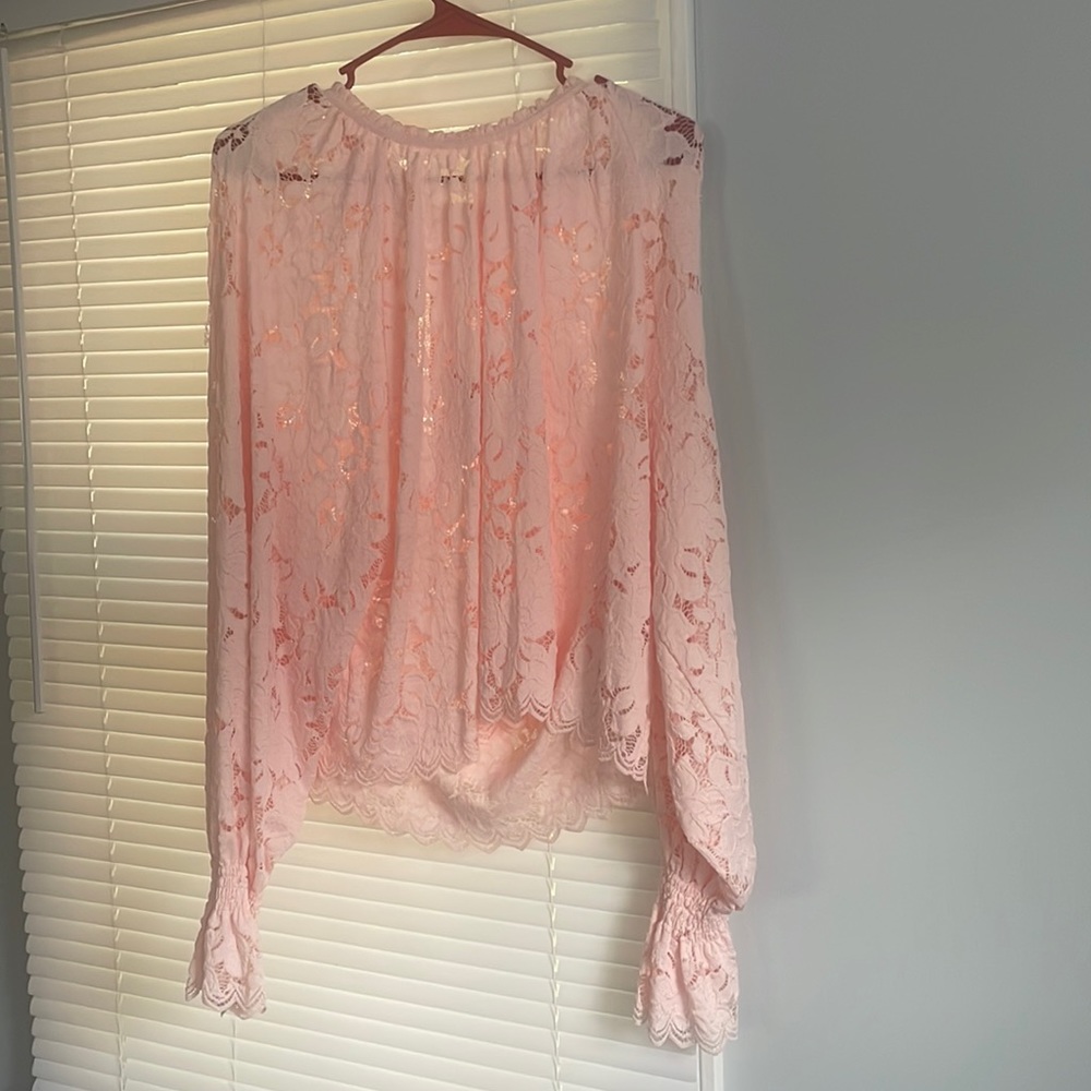 Free People pink lacy shirt